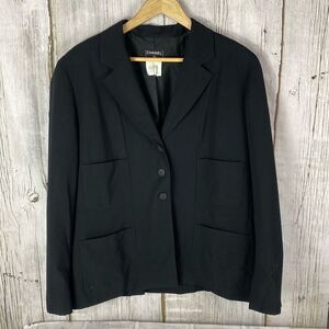 Vintage Chanel Wool Blazer Black Size 44